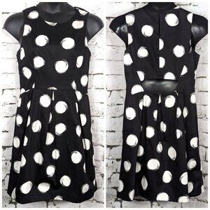 MUSE Retro Rockabilly Polka Dot Stretch Fit & Flare Dress Pockets Size 14 NWT